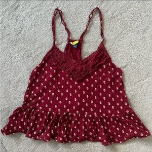 Aeropostale prince & fox maroon flower tank top camisole